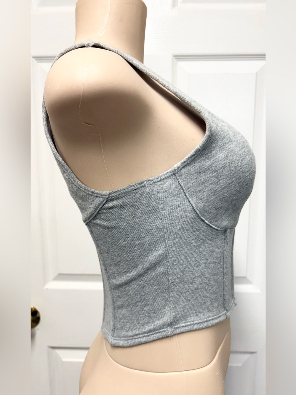 Victoria's Secret On Point Gray Zip Front Ribbed Corset Tank Top Small - Picture 4 of 11
